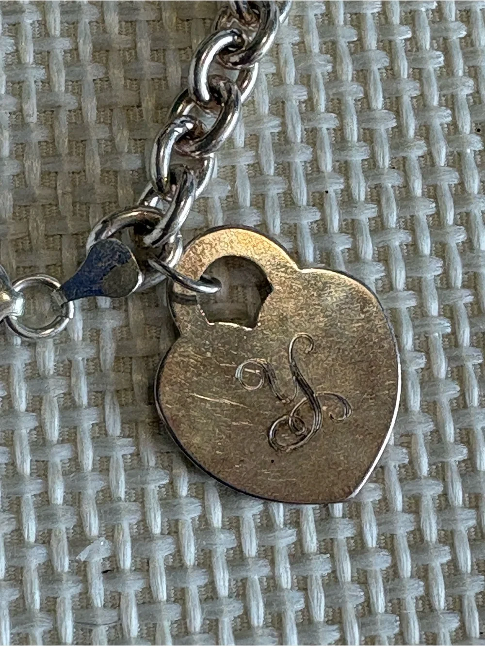 Sterling Silver 925 Thick Chain Bracelet Heart Charm